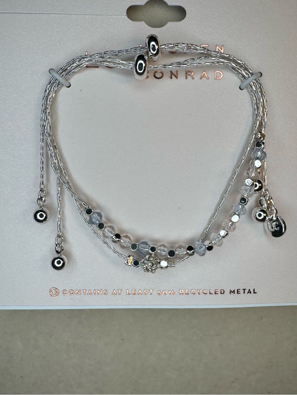 New LC Lauren Conrad Silver Adjustable Multi-Strand Beaded Women’s Bracelet